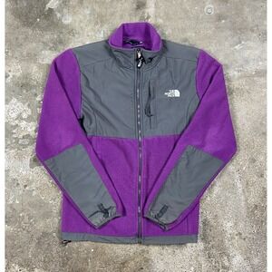 The North Face Jacket Women's Size Large Purple Gray Full Zip Fleece Logo